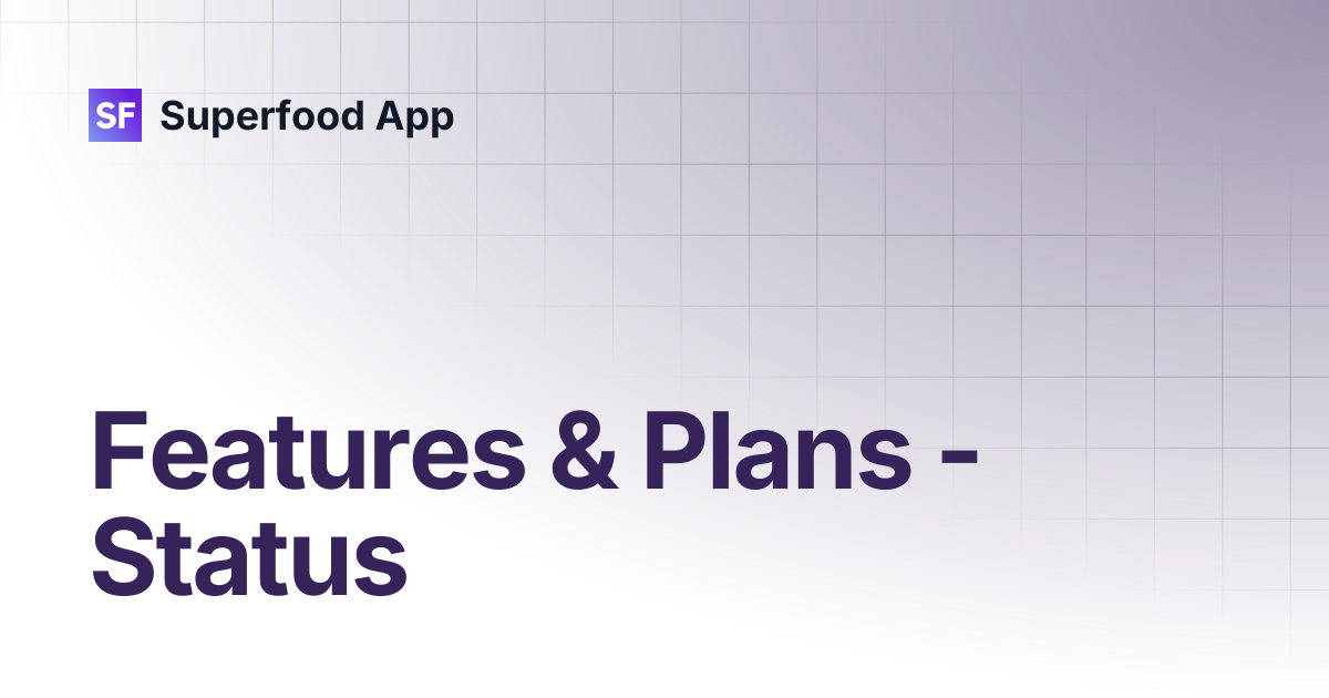 Features & Plans - Status | Superfood App
